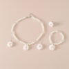 Wholesale Light luxury sweet imitation pearl flower pendant children's necklace four-piece set