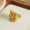 Wholesale 304 Stainless Steel Geometric PVD Coated 18K Gold Plated Casual Elegant Simple Style Waterproof Non Tarnish Plating Gold Silver Rings