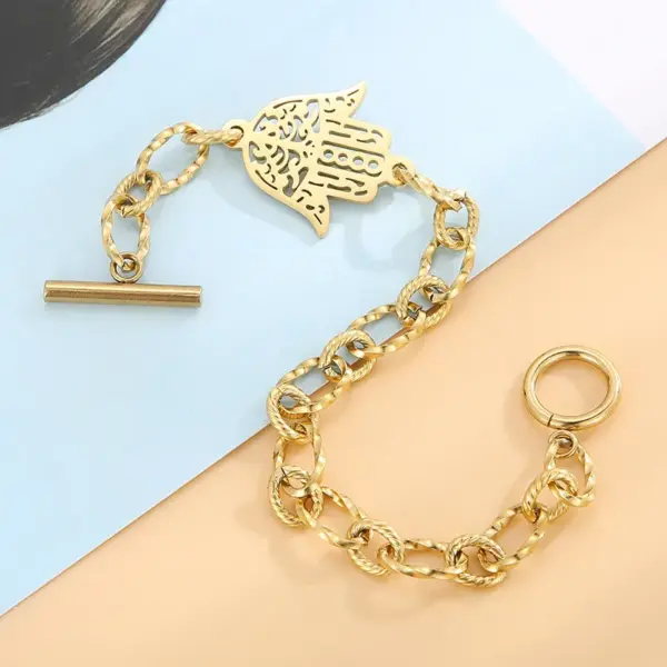Wholesale PVD Coated 18K Gold Plated Geometric Titanium Steel Fashion Waterproof Non Tarnish Bracelets