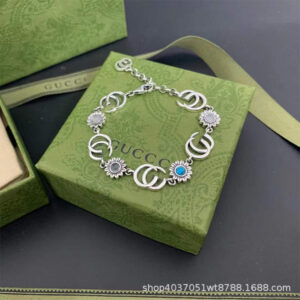Flower double g turquoise bracelet