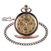 oly-afea0ba1169c56eb3487215d3a70c98d Wholesale Retro Flip Hollow Necklace cket Watch Red Bronze Hollow Gear Roman Face Men's and Women's Mechanical cket Watch