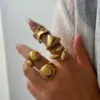 PVD Coated Real Gold Plated 18K Gold Irregular Geometric 304 Stainless Steel Casual Elegant Simple Style Waterproof Non Tarnish Open Rings