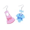 Wholesale Cross-border new blingbling pink blue clothes asymmetric acrylic earrings bow cute earrings
