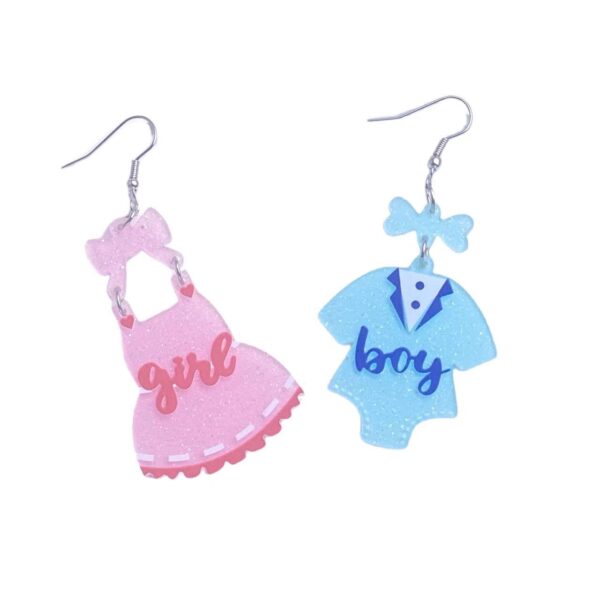Wholesale Cross-border new blingbling pink blue clothes asymmetric acrylic earrings bow cute earrings