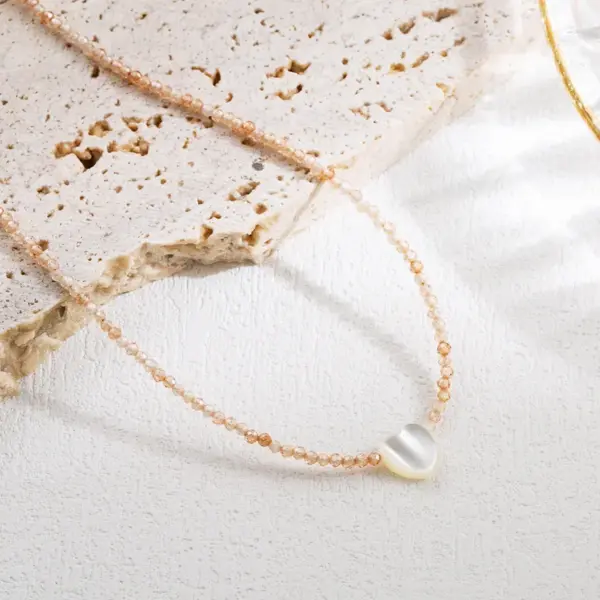 Wholesale Vacation Mama Letter Stainless Steel Freshwater Pearl Zircon Beaded 18k Gold Plated Necklace