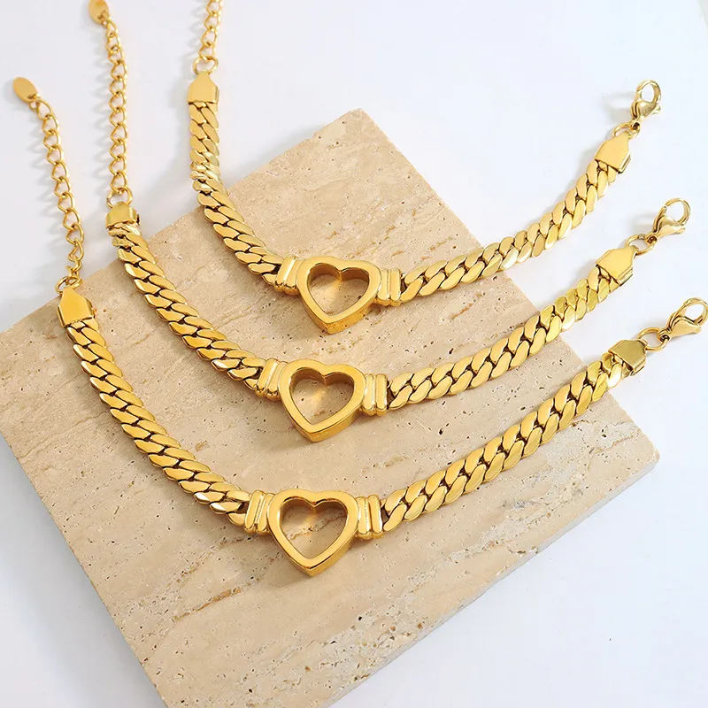 Wholesale Simple Style Solid Color 304 Stainless Steel 18K Gold Plated Bracelets In Bulk