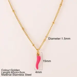 Clip Bead Necklace Rose Red Pepper