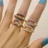 Wholesale Fashion Geometric Copper Gold Plated Zircon Open Ring In Bulk