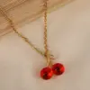 Wholesale Jewelry Casual Elegant Cute Cherry Titanium Steel Pendant Necklace Cable Chain