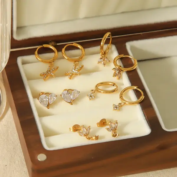 PVD Coated Real Gold Plated Starfish Heart Shape 304 Stainless Steel Luxurious Simple Style Waterproof Non Tarnish Drop Earrings