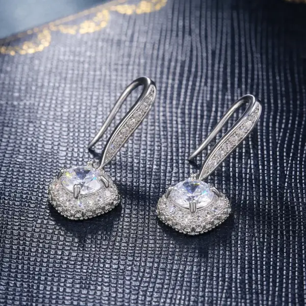 Wholesale Fashion Square Inlaid Zircon Copper Drop Earrings Wholesale