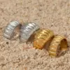 Wholesale 316 Stainless Steel Solid Color PVD Coated Stone-Free Real Gold Plated Casual Waterproof Non Tarnish Plating Gold Silver Rings