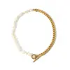 Wholesale 201 Stainless Steel Freshwater Pearl Color Block PVD Coated 18K Gold Plated Real Gold Plated Luxurious Romantic Waterproof Non Tarnish Beaded Plating Necklace