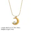 Wholesale PVD Coated Real Gold Plated 18K Gold Moon Titanium Steel Simple Style Waterproof Non Tarnish Titanium Steel Pendant Necklace