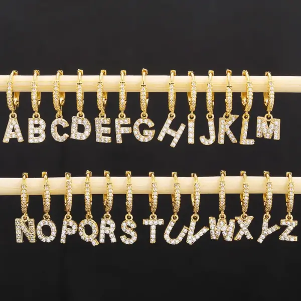 Fashion Letter Copper Artificial Gemstones Earrings