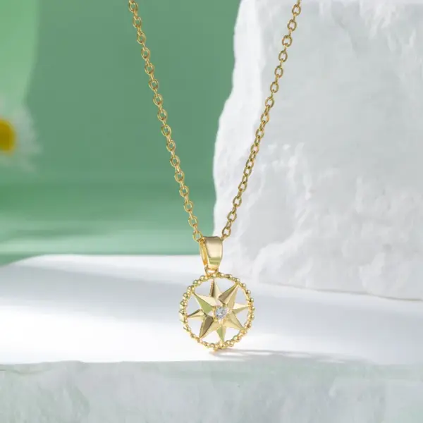 Wholesale Water Plating Vacuum Plating Real Gold Plated 18K Gold Heart Shape Flower Bow Knot 304 Stainless Steel Titanium Steel Elegant Artistic Waterproof Non Tarnish 201 Stainless Steel Pendant Necklace