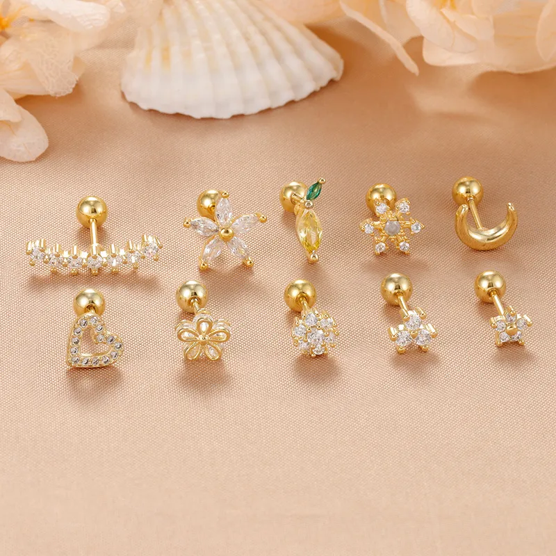 Wholesale 1 Piece Simple Style Classic Style Star Heart Shape Plating 304 Stainless Steel Copper Small Stud Earrings