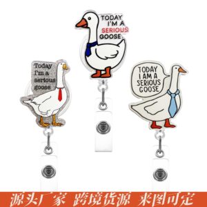 Wholesale Cross-border Hot-selling Creative Goose GOOSE Acrylic Fun Glitter Stretchable Badge Clip Chest Card Certificate Easy Pull Buckle