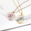 Wholesale Aiwei new rose gold forget-me-not pendant real flower dried flower jewelry transparent resin crafts high-grade necklace