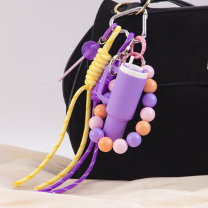 Acrylic beaded bag charm - purple / Individually packaged in OPP bags.