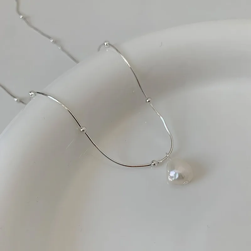 Imitation Pearl Copper Sier Plated Casual Solid Color Necklace