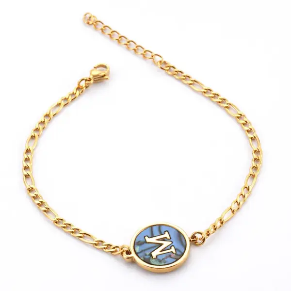 Wholesale Simple Style Letter 304 Stainless Steel 18K Gold Plated Shell Stainless Steel Bracelets In Bulk