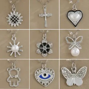 Wholesale Rack Plated 18K Gold Cross Flower Butterfly 201 Stainless Steel Imitation Pearl Zinc Alloy Simple Style Classic Pendant Necklace