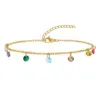 oly-b03b015db0f53c9b5680aa60e7a5266a Wholesale Jewelry Simple Style Geometric Stainless Steel Zircon Gold Plated Plating Inlay Anklet