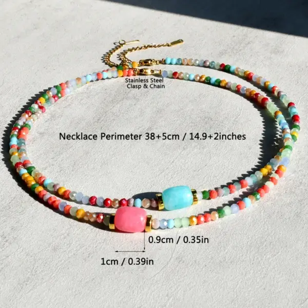 Wholesale Artificial Crystal Colorful Casual Vacation Waterproof Non Tarnish Beaded Handmade Colour Necklace