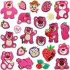 Wholesale Cartoon Character Embroider Cloth Stickers Cute Pink Bear Patch Stickers Clothes Bag Decoration Computer Embroidery Labels Ironing