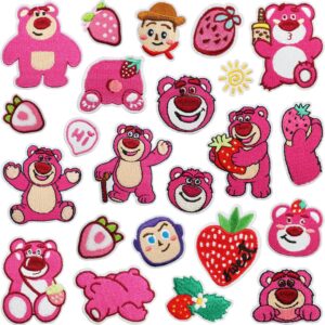 Wholesale Cartoon Character Embroider Cloth Stickers Cute Pink Bear Patch Stickers Clothes Bag Decoration Computer Embroidery Labels Ironing