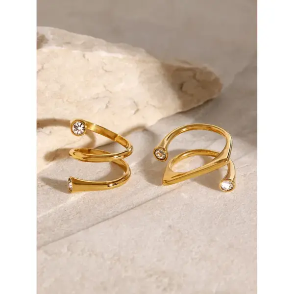 Wholesale 304 Stainless Steel Solid Color PVD Coated 18K Real Gold Plated Simple Style Classic Style Open Rings