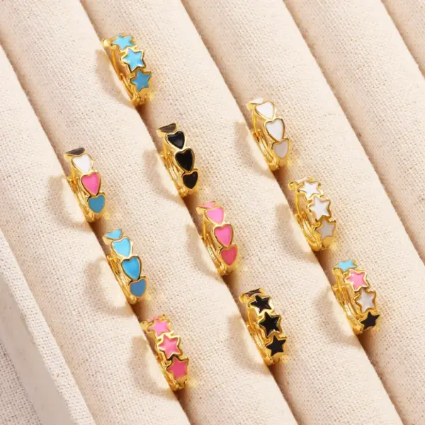 Wholesale 1 Pair Cute Pastoral Classic Style Star Heart Shape Plating Copper 18K Gold Plated White Gold Plated Gold Plated Earrings