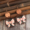 Wholesale Creative Cut Out Ring Splicing Bow Printed Earrings