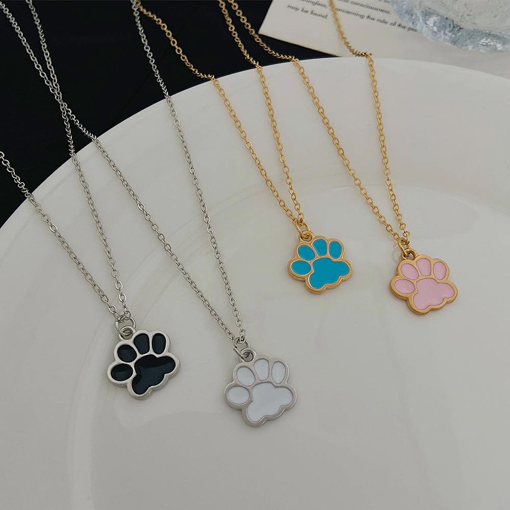 Wholesale Korean fashion cute cat claw color cartoon pendant necklace ins sweet cool creative hip hop niche oil aessories