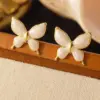 304 Stainless Steel Plastic Butterfly Electroplating Imitation Gold Princess Simple Style Enamel Gold Ear Studs
