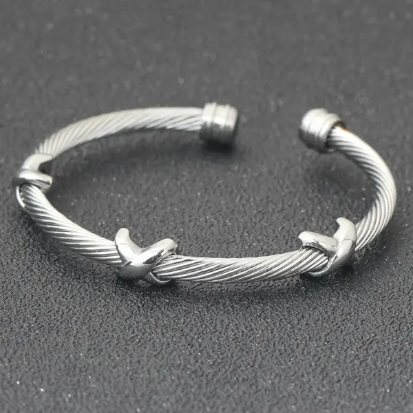 Wholesale Hip-hop Retro Color Block Titanium Steel Polishing Bangle