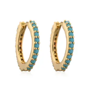 Gold Turquoise Diamond 1 Pair