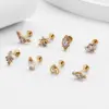 1 Piece Ear Cartilage Rings & Studs Simple Style Heart Shape Crown Eye Pure Titanium Inlaid Zircon