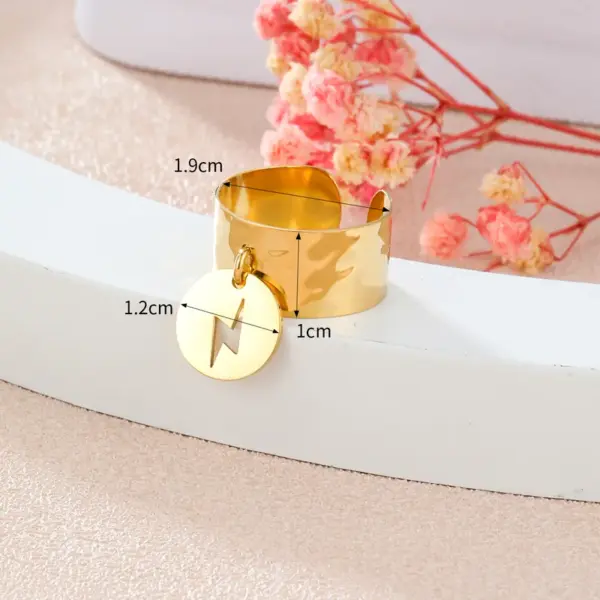 Wholesale 304 Stainless Steel Lightning PVD Coated 14K Gold Plated 18K Gold Plated Simple Style Classic Style Waterproof Non Tarnish Gold Silver Charm Rings