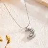 Wholesale PVD Coated Real Gold Plated 18K Gold Moon Titanium Steel Simple Style Waterproof Non Tarnish Titanium Steel Pendant Necklace