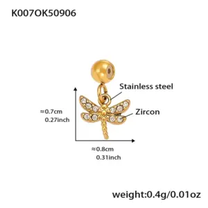 K007-Golden Dragonfly Zircon Pendant