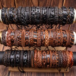 Wholesale 20Pcs/30Pcs/50Pcs Retro Simple Pu Leather Braided Bracelet Retro Bracelet