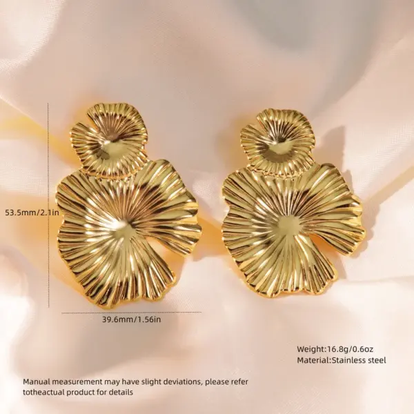Wholesale 1 Pair Cute Exaggerated Sweet Flower 304 Stainless Steel Imitation Gold Electroplating Drop Earrings