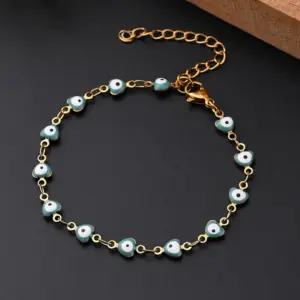 Turquoise Blue Eye Bracelet (Gold) / 10X5mm (Length: 160+50mm) / 1 Strand/Package
