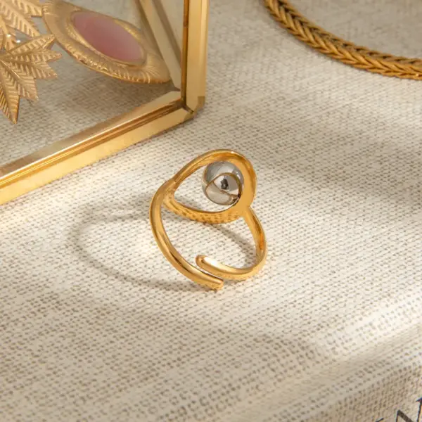 PVD Coated Real Gold Plated 18K Gold Geometric 304 Stainless Steel Vacation Simple Style Classic Style Waterproof Non Tarnish Open Rings