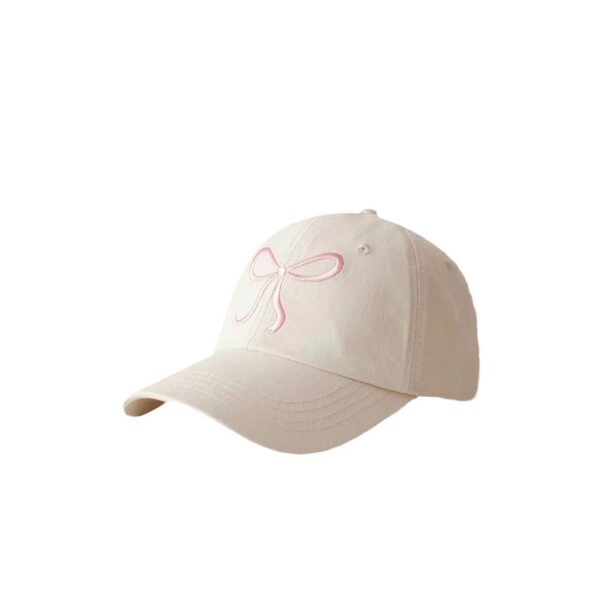 Wholesale Korean New Arrival Bow Embroidered Cap Spring and Summer Sunshade Hat Sweet Cute Showing Face Small Baseball Cap