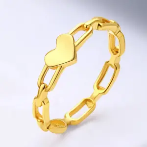 Jz055 Hollow Heart Ring Gold / No. 6