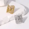 PVD Coated Real Gold Plated 18K Gold Geometric 304 Stainless Steel Retro Exaggerated Punk Waterproof Non Tarnish Open Rings
