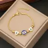 Wholesale PVD Coated 18K Gold Real Gold Plated Devil'S Eye Heart Shape Stainless Steel Retro Commute Waterproof Non Tarnish 304 Stainless Steel Bracelets